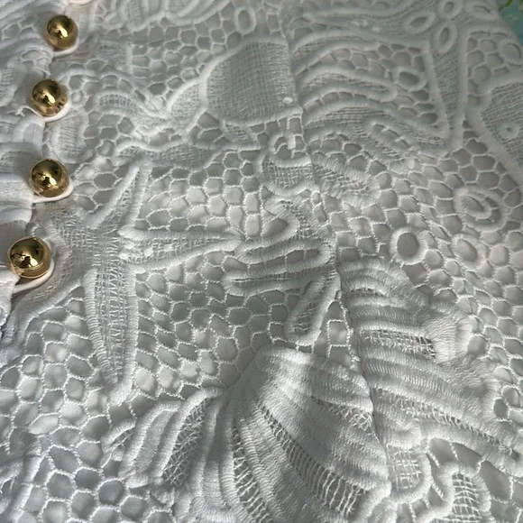 Lilly Pulitzer White Lace Dress with Gold Accents Size 12 - Picture 6 of 6